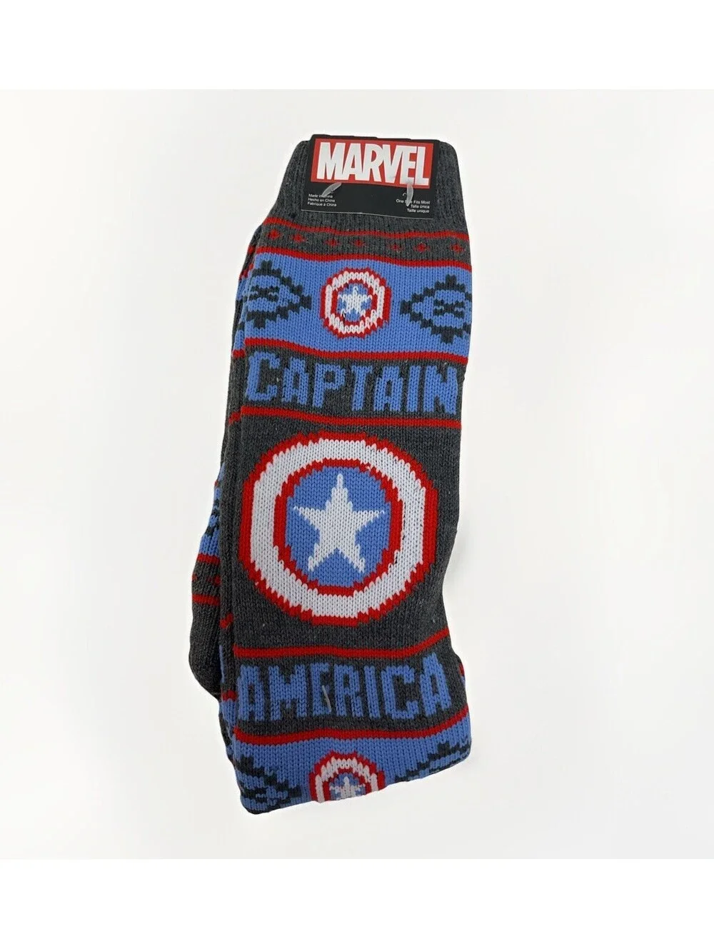Marvel Crew Socks 10-13 Adult Men's Captain America Marvel Charcoal